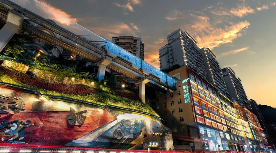 Liziba Light Rail Through Building