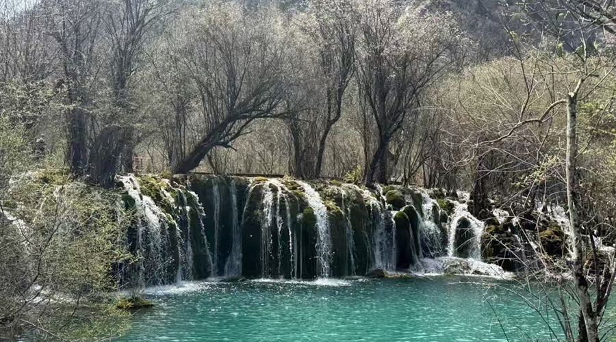 Panda Lake Waterfall, the tallest waterfall in Jiuzhaigou
